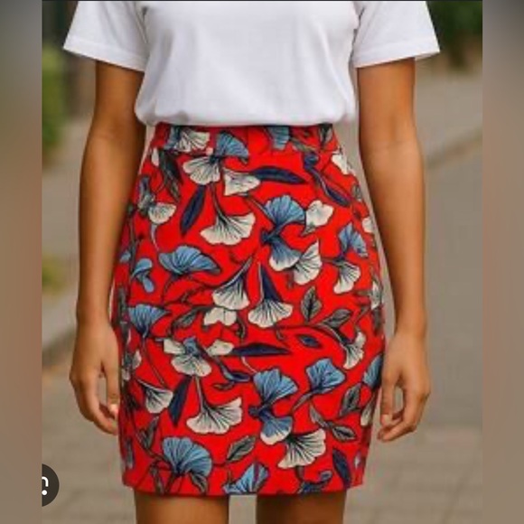 J. Crew Dresses & Skirts - J. Crew Red and Blue Floral Skirt